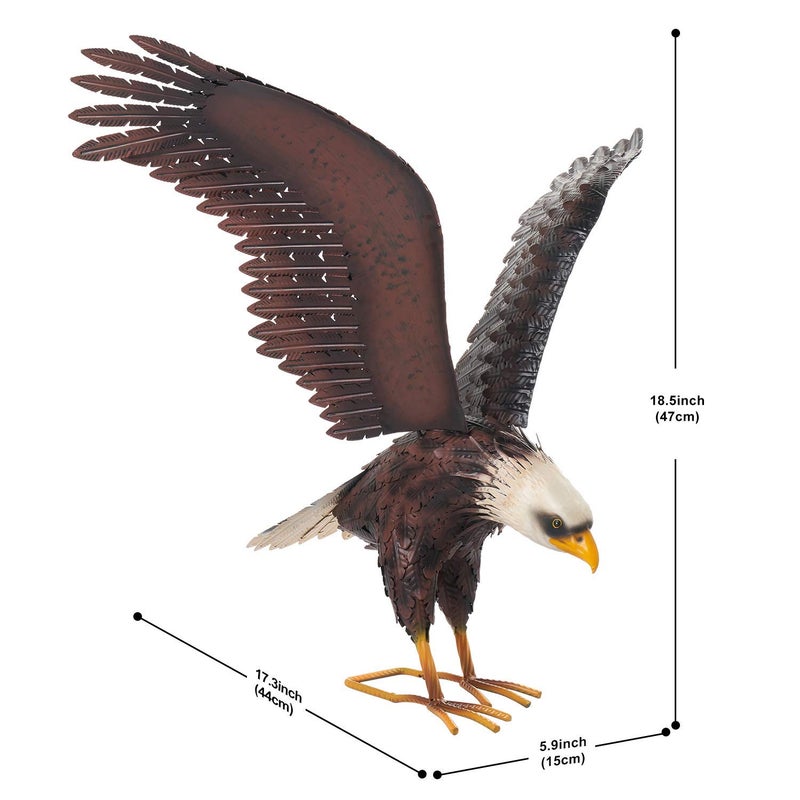 chisheen Bald Eagle Statue Outdoor Garden Sculpture Metal Yard Art Lawn Decorations,Large Eagle Figurines and Statues - Image 3